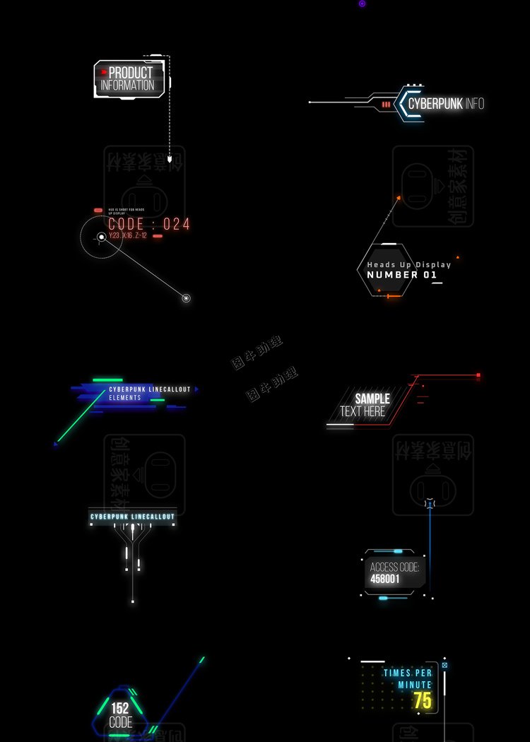 赛博朋克风格未来科技HUD全息荧光虚拟元素图案PSD海报UI设计素材8.jpg