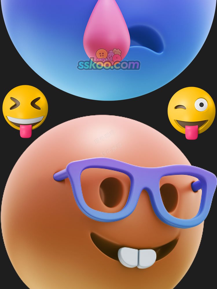 3D立体卡通emoji圆脸笑脸聊天社交表情icon免扣png设计素材图标4.jpg