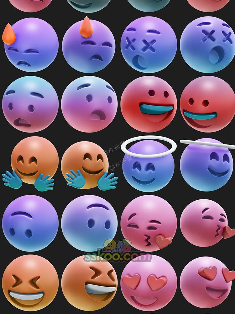 3D立体卡通emoji圆脸笑脸聊天社交表情icon免扣png设计素材图标9.jpg